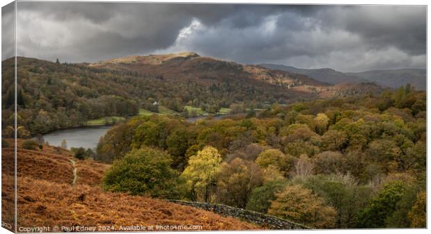 Stormy skies over Grasmere, England Canvas Print by Paul Edney