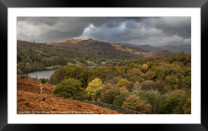 Stormy skies over Grasmere, England Framed Mounted Print by Paul Edney