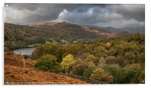 Stormy skies over Grasmere, England Acrylic by Paul Edney