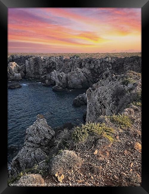 Rugged Cliffs Northsore Menorca Framed Print by Deanne Flouton