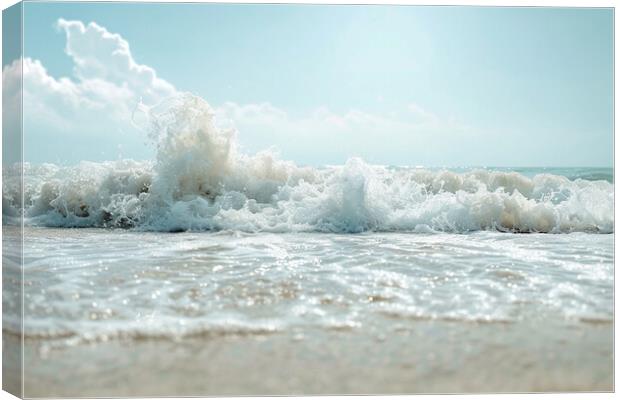 Waves Crashing on the Beach Canvas Print by Picture Wizard