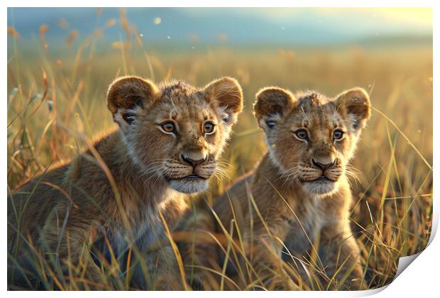Lion Cubs Print by Picture Wizard