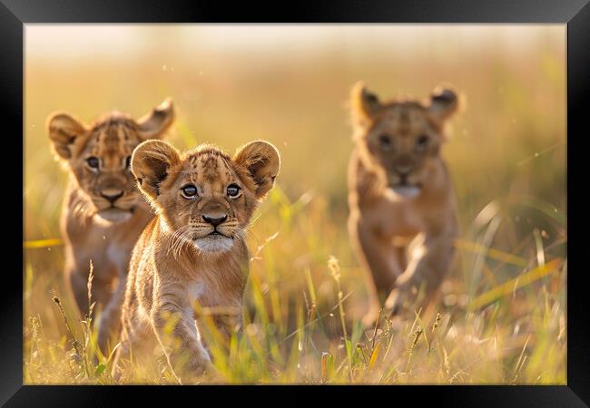 Lion Cubs Framed Print by Picture Wizard