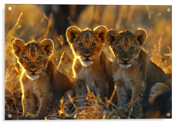 Lion Cubs Acrylic by Picture Wizard