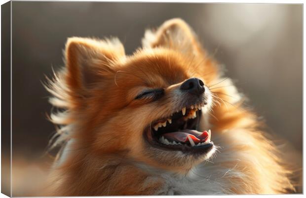 Laughing Pomeranian Canvas Print by Picture Wizard