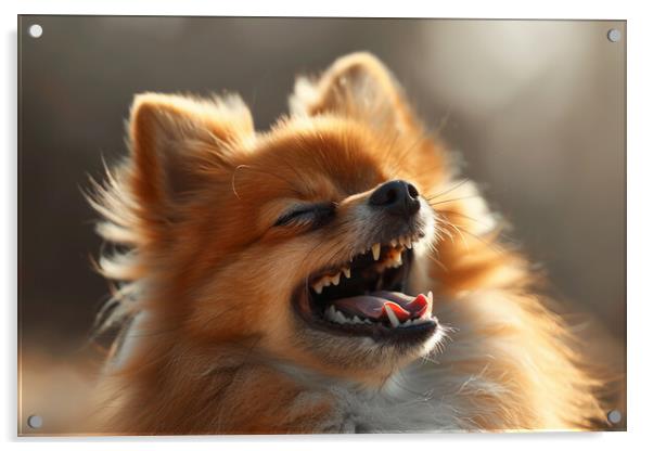 Laughing Pomeranian Acrylic by Picture Wizard