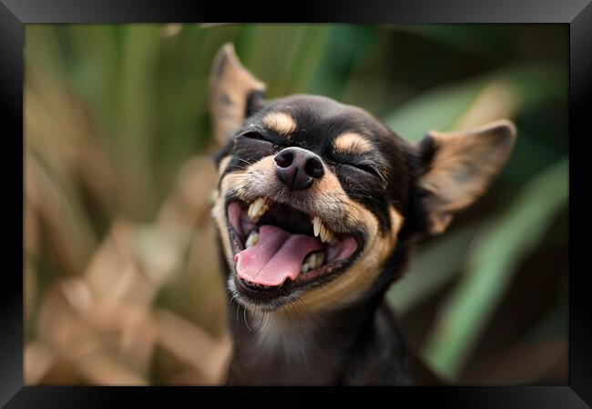 Laughing Chihuahua Framed Print by Picture Wizard