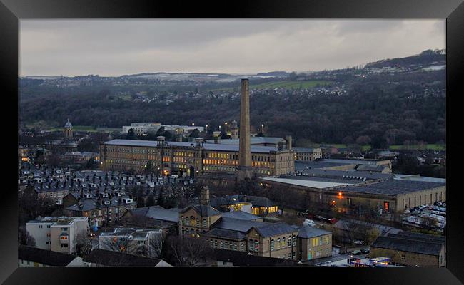 saltaire from top of saint pauls church shipley Framed Print by simon sugden