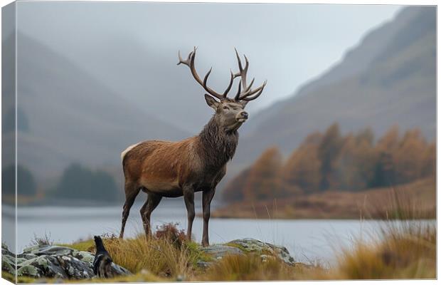 Mighty Red Stag Canvas Print by Picture Wizard