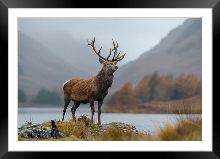 Mighty Red Stag Framed Mounted Print by Picture Wizard