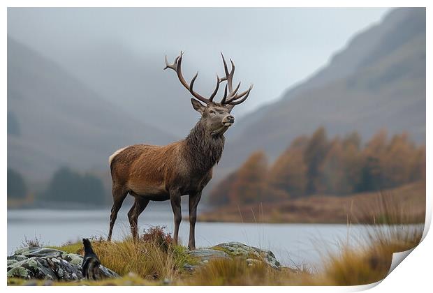 Mighty Red Stag Print by Picture Wizard