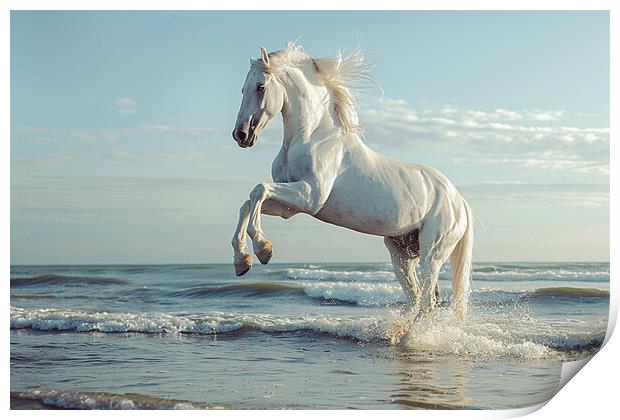 White Stallion Print by Picture Wizard
