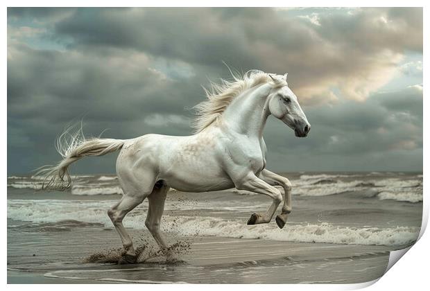 White Stallion Print by Picture Wizard