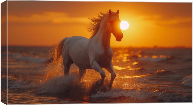 Andalusian horse sunset Canvas Print by Picture Wizard