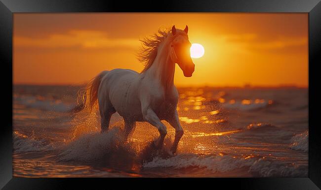Andalusian horse sunset Framed Print by Picture Wizard
