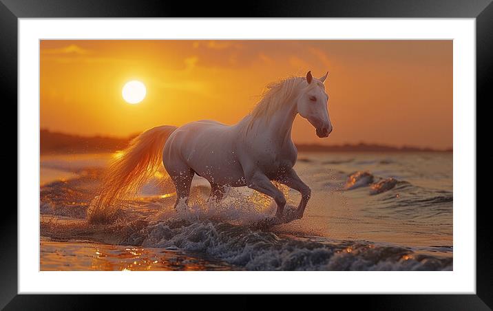Andalusian horse sunset Framed Mounted Print by Picture Wizard