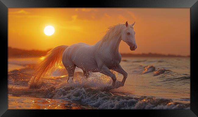 Andalusian horse sunset Framed Print by Picture Wizard