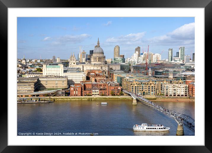 London Skyline across the Thames River Framed Mounted Print by Kasia Design