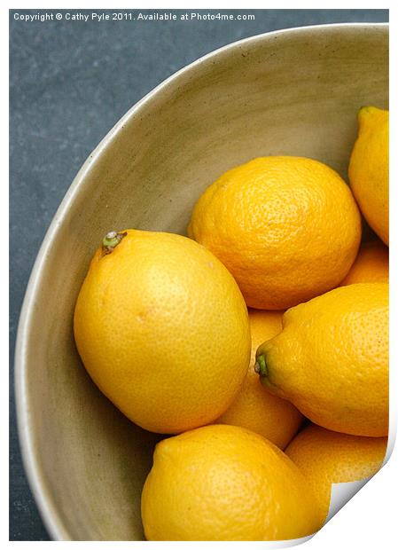 A bowl of lemons Print by Cathy Pyle