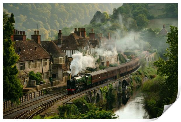 Steam Train Countryside Print by Picture Wizard