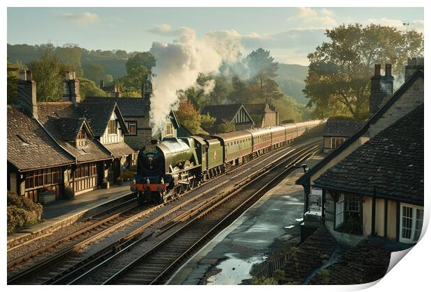 Steam Train at the Station Print by Picture Wizard