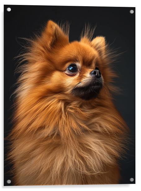 Pomeranian Portrait Acrylic by K9 Art