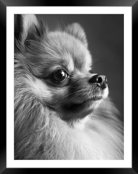 Pomeranian Portrait Framed Mounted Print by K9 Art