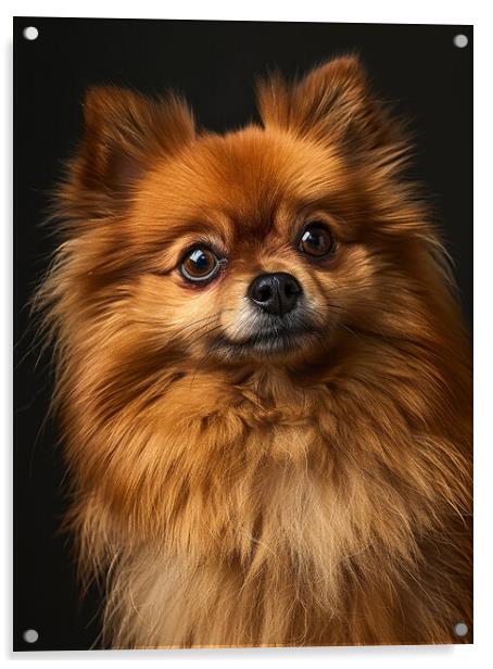 Pomeranian Portrait Acrylic by K9 Art