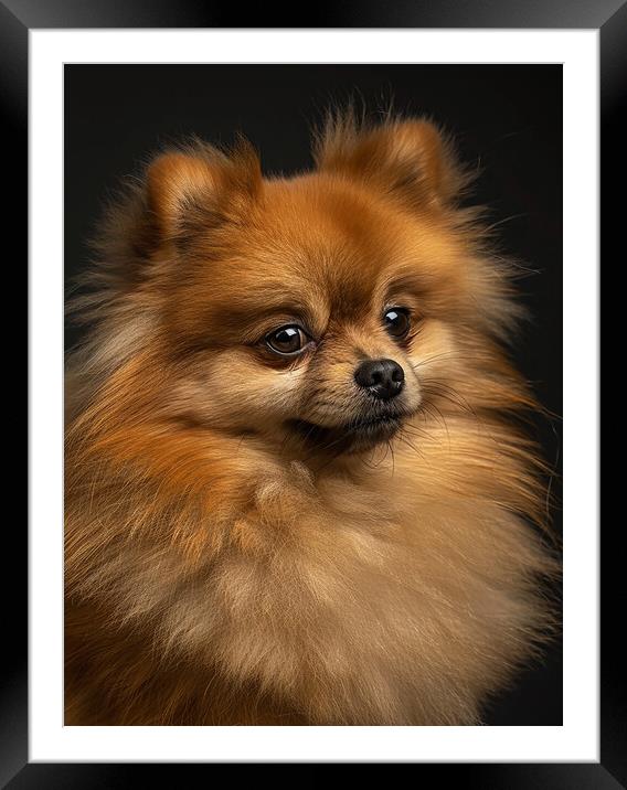 Pomeranian Portrait Framed Mounted Print by K9 Art