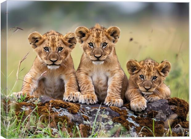 Lion Cubs Canvas Print by Steve Smith