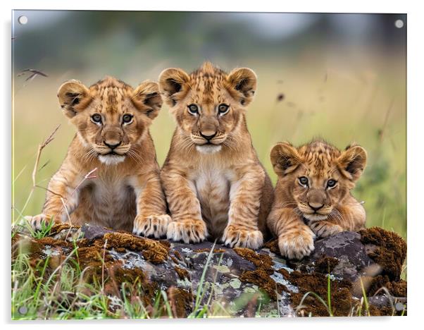 Lion Cubs Acrylic by Steve Smith