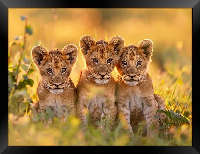 Lion Cubs Framed Print by Steve Smith