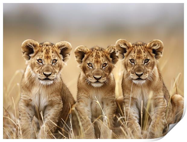 Lion Cubs Print by Steve Smith