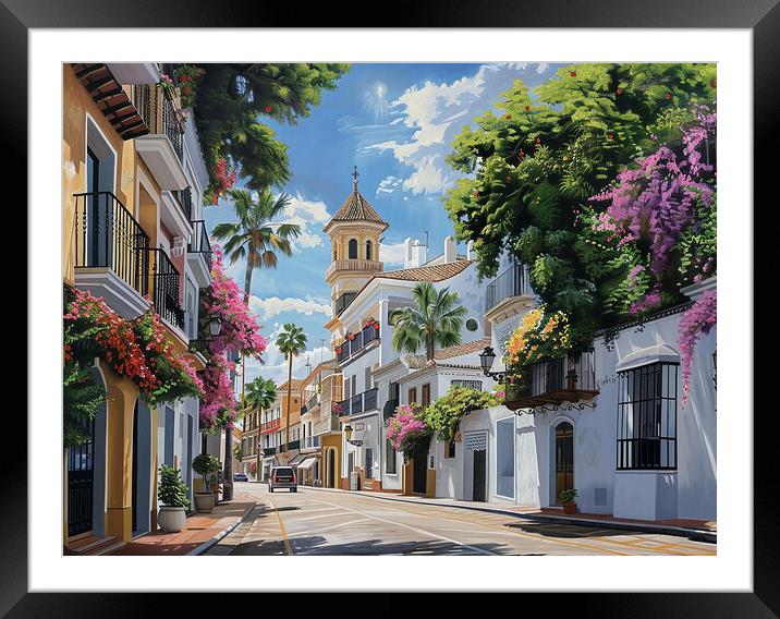Marbella Old Town Framed Mounted Print by Steve Smith