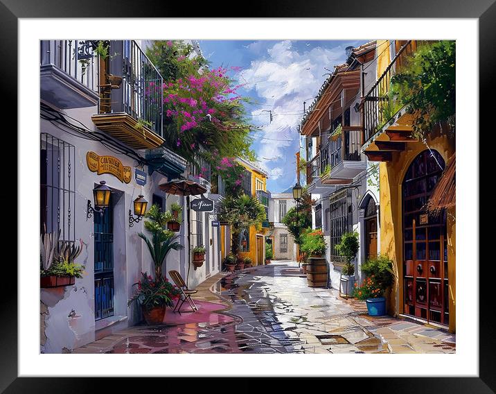 Marbella Old Town Framed Mounted Print by Steve Smith