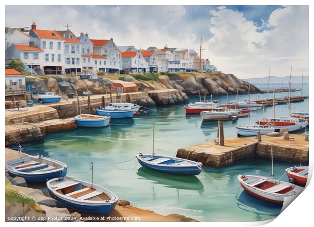 Tranquil fishing harbour  Print by Zap Photos