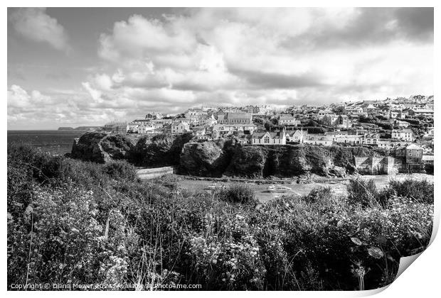 Port Isaac to Port Gaverne Monochrome Print by Diana Mower