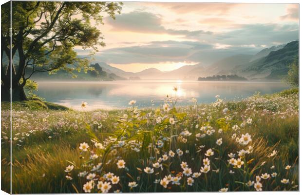Daisies on Ullswater Canvas Print by Picture Wizard