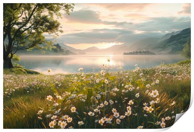 Daisies on Ullswater Print by Picture Wizard