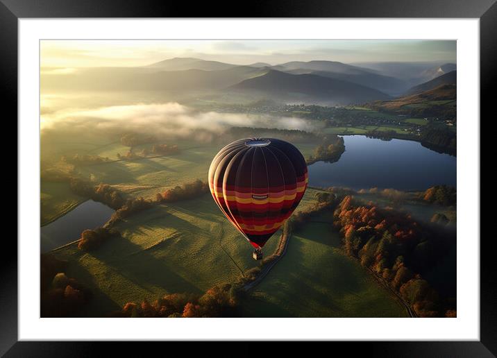 Hot Air Balloon Over the Lake District Framed Mounted Print by Picture Wizard