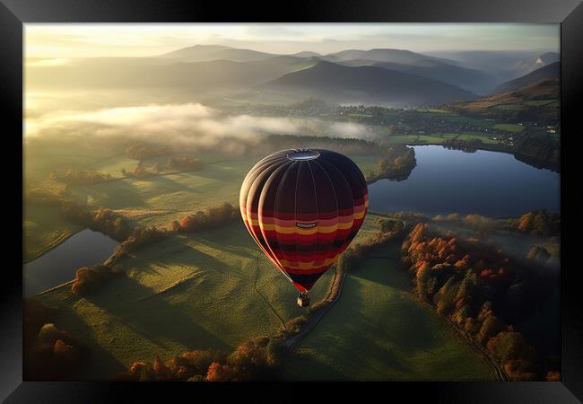 Hot Air Balloon Over the Lake District Framed Print by Picture Wizard