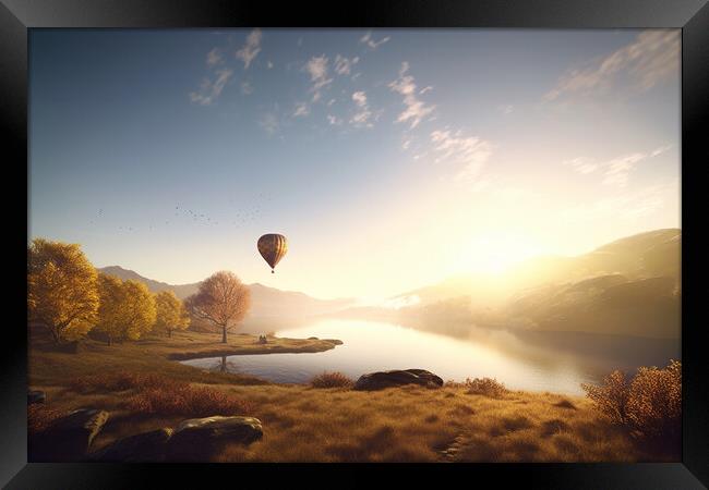 Hot Air Balloon over the Lake District Framed Print by Picture Wizard