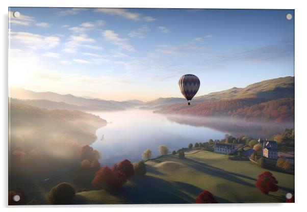 Hot Air Balloon over the Lake District Acrylic by Picture Wizard