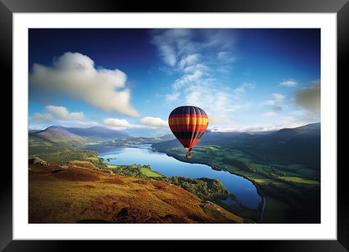 Hot Air Balloon over the Lake District Framed Mounted Print by Picture Wizard