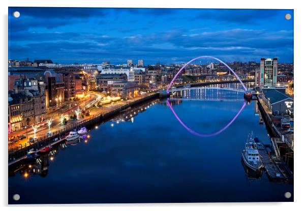 River Tyne at Dusk, Newcastle-Gateshead Acrylic by Rob Cole