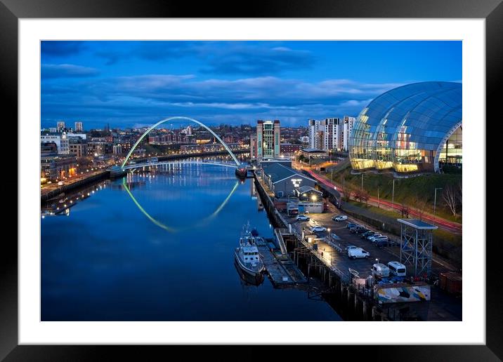 River Tyne at Dusk, Newcastle-Gateshead Framed Mounted Print by Rob Cole
