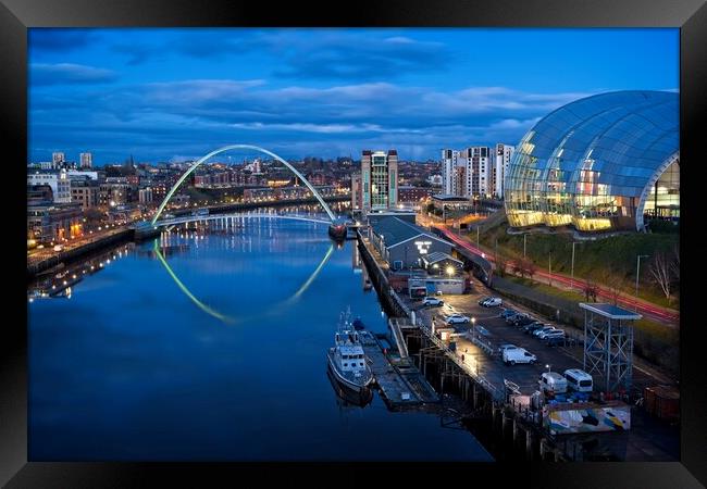 River Tyne at Dusk, Newcastle-Gateshead Framed Print by Rob Cole
