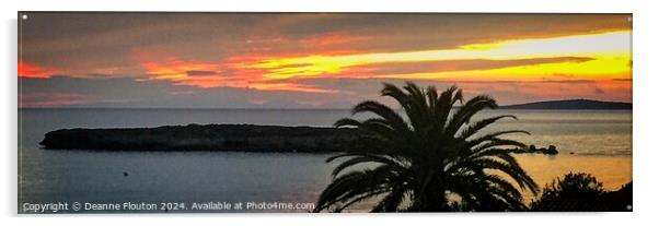 Sunset over Hedgehog Island Menorca Acrylic by Deanne Flouton