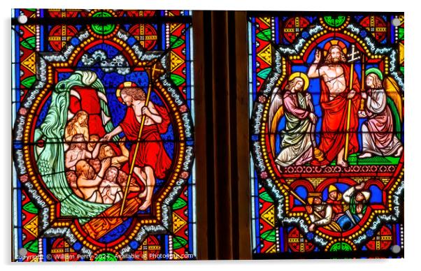 Jesus Resurrection Stained Glass Saint Bonaventure Lyon France Acrylic by William Perry