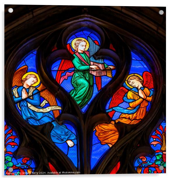Angels Stained Glass Saint Bonaventure Lyon France Acrylic by William Perry